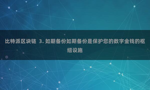 比特派区块链  3. 如期备份如期备份是保护您的数字金钱的枢纽设施